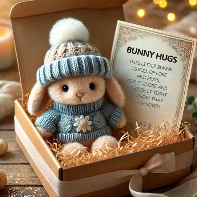 Creatine Knitted Hat Bunny Soft Huggable Rabbit With Hat Heartwarming For Easter Birthdays Or Just Because