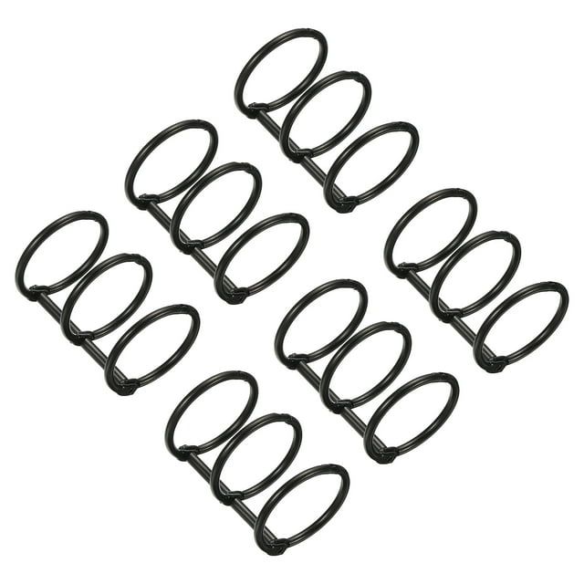 Unique Bargains 1' Dia. 3 Circle Detachable Metal Binder Rings Loose Leaf Rings, Black 6 Pack