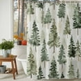 thumbnail image 3 of Watercolor Christmas Tree on Linen Shower Curtain for Bathroom, Seamless Green Pine Trees Waterproof Shower Curtains Washable Quick Dry with Hooks Bathtub Curtains 60x72IN, 3 of 9