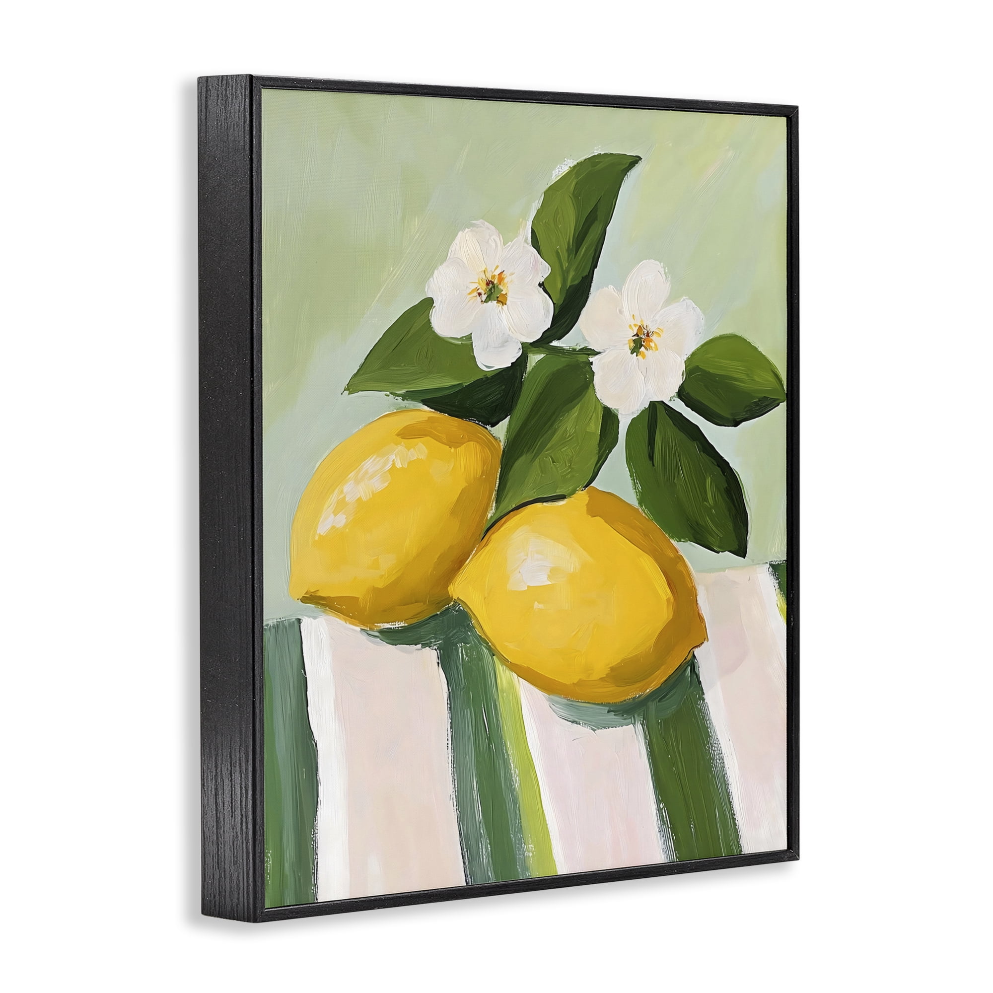 Stupell Industries Lemons And Daisies on Tablecloth Black Framed Giclee Art, design by The Prints Vibe