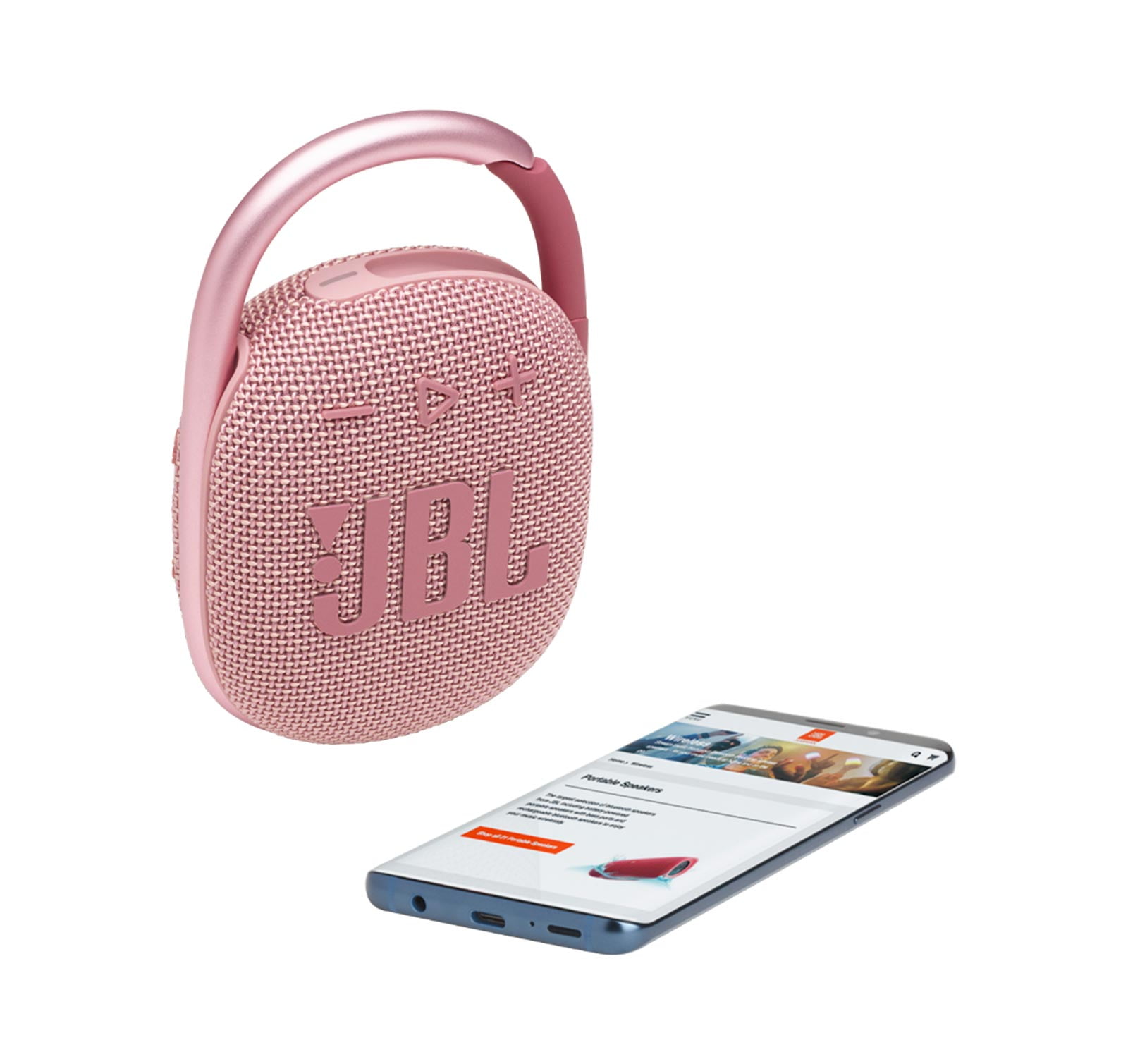 JBL Clip 4 Pink Bluetooth Speaker and divvi Case Kit