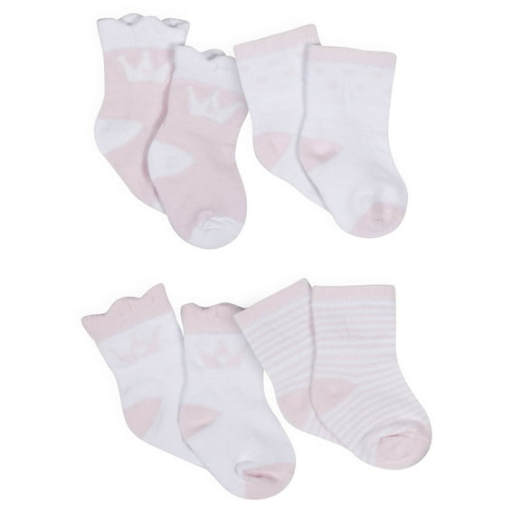 Organic Cotton Terry White Wiggle Proof Socks, 4Pk (Baby Girl)