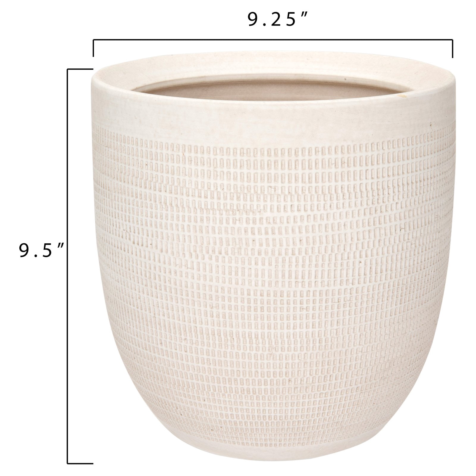 Woven Paths Matte White Textured Stoneware Planter