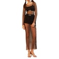 thumbnail image 2 of SUNSIOM Robe de Bikini en Maille Transparente pour Femmes, Manches Longues, avec Décoration de Perles, Maillot de Bain, 2 of 8