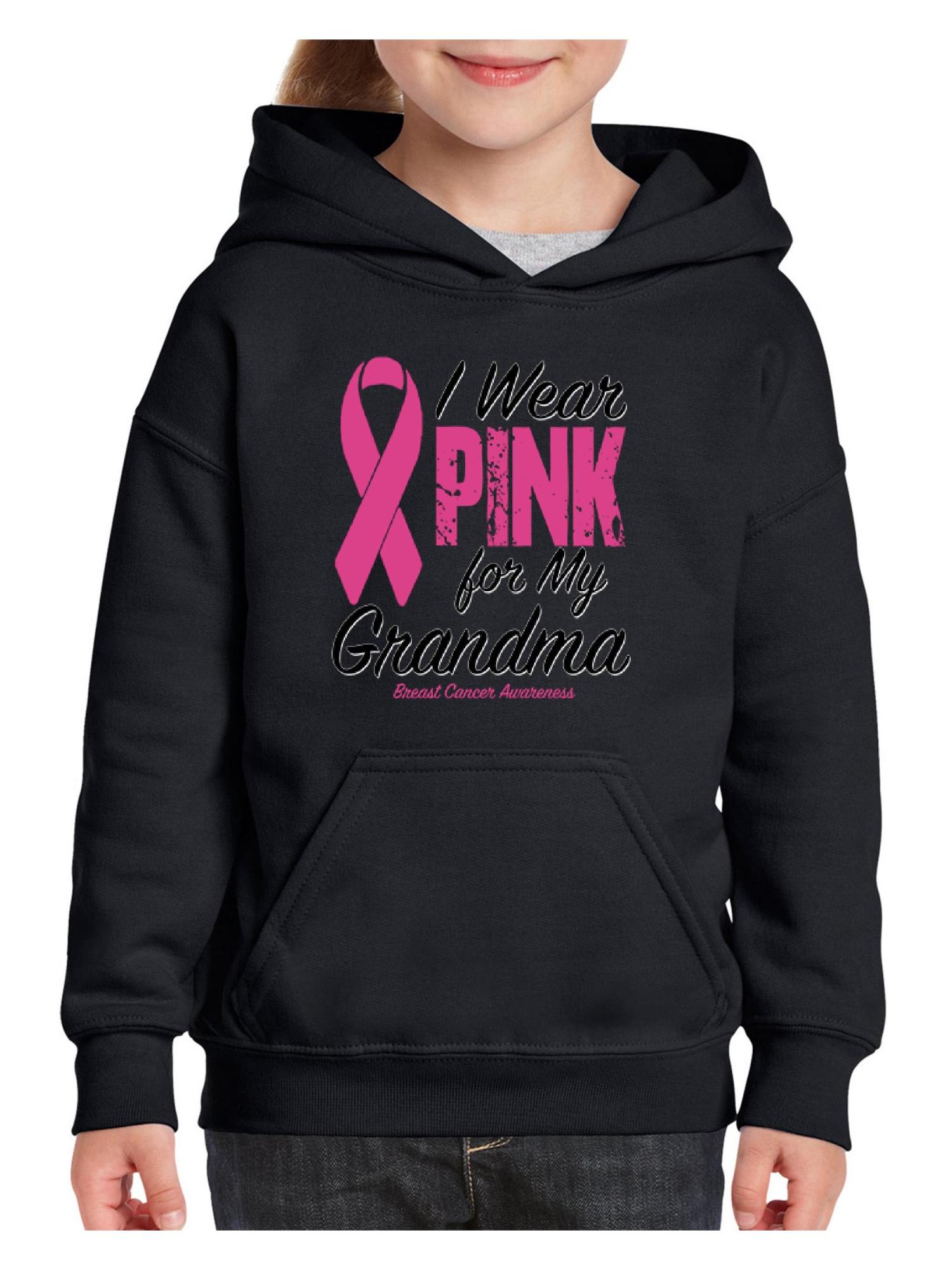 Cancer Awareness I Wear Pink for My Grandma Unisex Hoodie For Girls and Boys Youth Sweatshirt