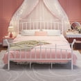 thumbnail image 2 of Amolife King Bed Frame, Metal Platform Bed with Crown-Shaped Headboard and Footboard, 12.6'' Under-Bed Storage Space, No Box Spring Needed, White, 2 of 12