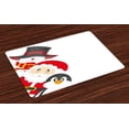 thumbnail image 1 of Ambesonne Christmas Place Mats Set of 4, Happy Santa Penguin, Standard Size, Charcoal Grey Red White, 1 of 4