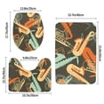 thumbnail image 2 of Sax Musical Party Art Retro 3-Piece Bathroom Rug Set Non-Slip Flannel Bath Mat 24"x16" U-Shaped Contour Mat Toilet Lid Cover, 2 of 7