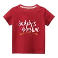 thumbnail image 1 of Penkiiy Haut à Manches Courtes pour Enfants Garçons Filles Mode Mignon Couleur Unie Col Rond Imprimé Cœur Saint-Valentin 7-8 Ans Rouge, 1 of 4