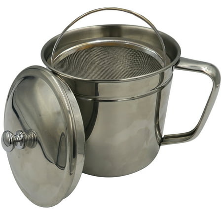 Evelots Oil Storage Can Strainer-Container-Bacon Grease Keeper-Stainless-5 (Best Store Bought Bacon)
