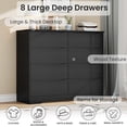 thumbnail image 3 of Wooden Dresser with 8 Drawers, Tall Modern Closet with Deep Storage, Large Chest of Drawers with Wide Top, Long Storage Dresser for Bedroom, Living Room, Hallway, Kids Room, Black, 3 of 8