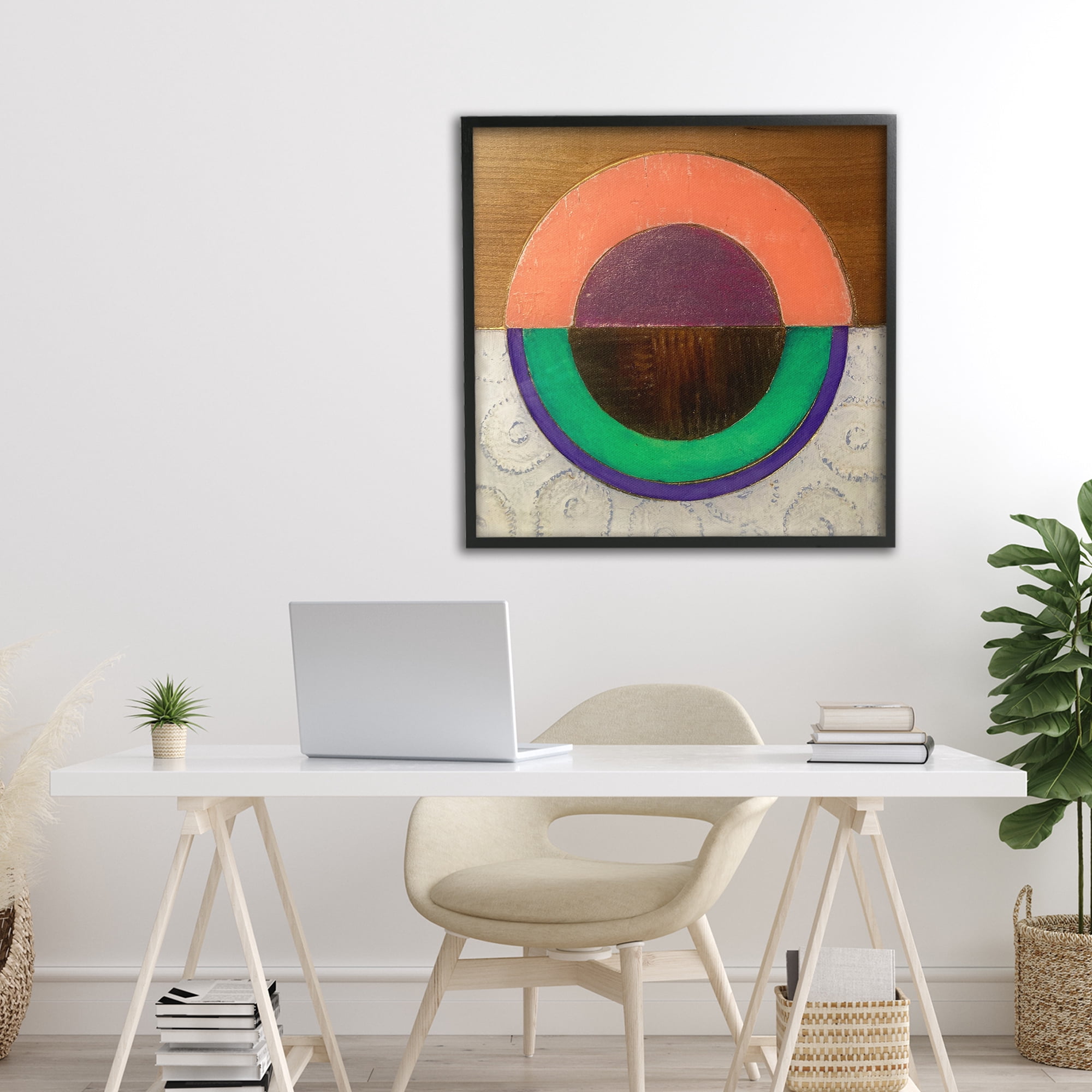 Stupell Industries Horizontal Split Circle Black Framed Giclee Art, design by Matthew Finger