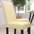 thumbnail image 3 of Merrick Lane Ivory Faux Leather Panel Back Parson's Chair for Kitchen, Dining Room and More, 3 of 12