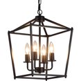 AMZASA UL Listed Black Industrial 4 Light Lantern Chandelier Ceiling