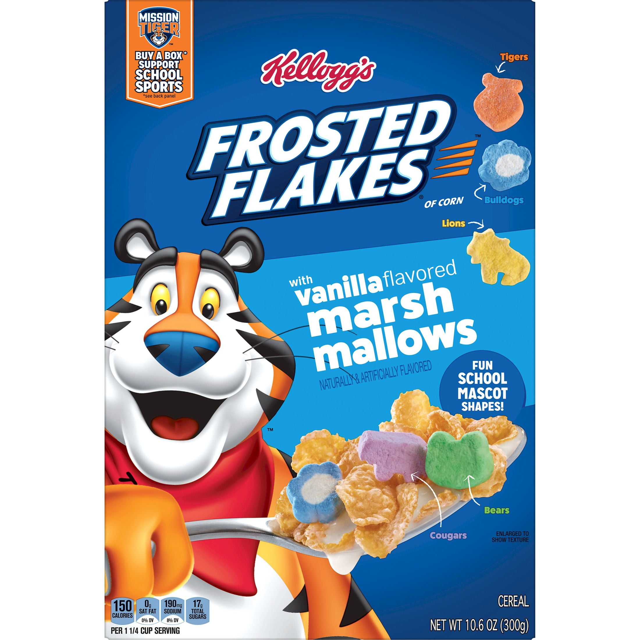 Kellogg's Frosted Flakes with Vanilla Flavored Marshmallows Breakfast Cereal, 10.6 oz Box