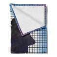 thumbnail image 2 of 70s Party Soft Flannel Fleece Blanket, Couple Silhouettes on the Dance Floor in Night Life Oldies Seventies Fun, Cozy Plush for Indoor and Outdoor Use, 50" x 70", Blue Purple Black, by Ambesonne, 2 of 5