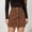 Brown, variant on Women's Corduroy Button Down Mini Short Skirt High Waist A-line Wrap Skirts with Pockets Black M