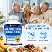 CARE GIFT Magnesium Complex 1000 mg Capsules, 8 Forms High Absorption Elemental Magnesium for Bone, Muscle & Sleep Support, Non-GMO Wellness Supplement for Men & Women, 120-Count