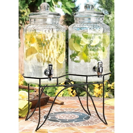 Hammered Party Tub - Drink dispenser Del Sol Hammered Jug Beverage Dispenser With Rack, Set Of 2
