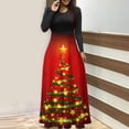 thumbnail image 1 of Joyeux Noël TIMIFIS Robe Longue Décontractée à Manches Longues Mode Automne pour Femmes Robe de Cocktail Vintage Ligne A, 1 of 6