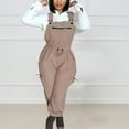 thumbnail image 4 of HBFAGFB Jumpsuit Womens Fashion Wide Strap Overalls Drawstring Jogger Pants with Pockets Brown Size S, 4 of 7