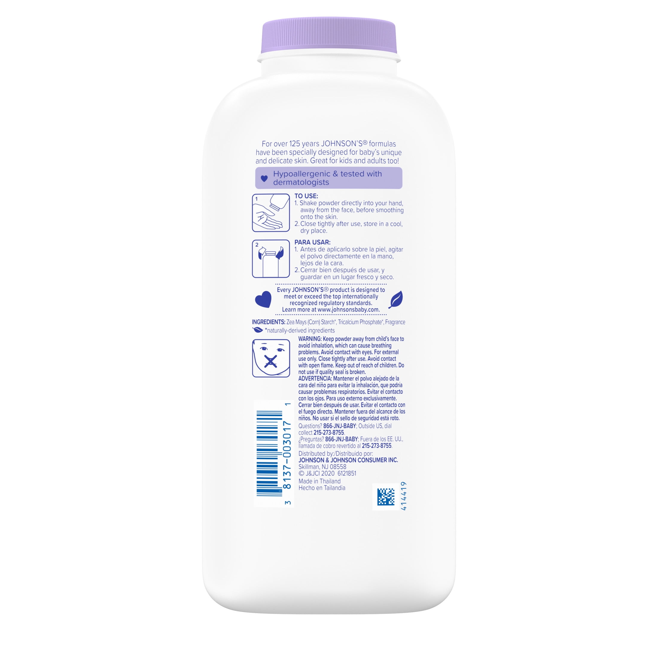Johnson's Lavender Baby Powder with Cornstarch, Hypoallergenic, 15 oz