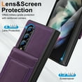 thumbnail image 6 of Dteck Wallet for Samsung Galaxy Z Fold 3 Case with Built-in Glass Screen Protector, Soft PU Leather Card Holder Flip Kickstand Protective Case for Z Fold 3 5G,Deep Purple, 6 of 7