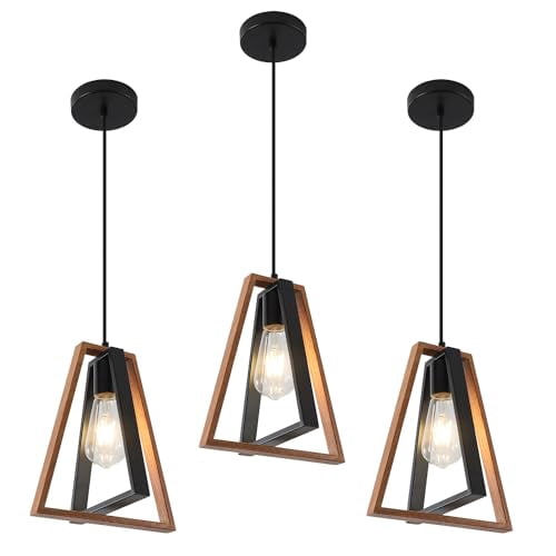 3 Pack Small Farmhouse Pendant Lights Kitchen Island Industrial Metal Pendant Light Fixture Black Hanging Light Fixture Vintage Pendant Light Fixtures for Dining Room Living Room