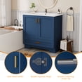 thumbnail image 4 of KZElegy 36" Freestanding Bathroom Vanity with Sink,Vanity Cabinet with 2-Door & 1-Drawer,Metal Handle,Blue, 4 of 10