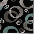 thumbnail image 3 of Linon Miso Barnet Polypropylene 2'6"x8' Rug in Black and Turquoise, 3 of 6