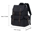 thumbnail image 2 of KAUKKO Vintage Casual Canvas and Leather Rucksack Retro Backpack for School Work Travel Hiking(Black Canvas), 2 of 5