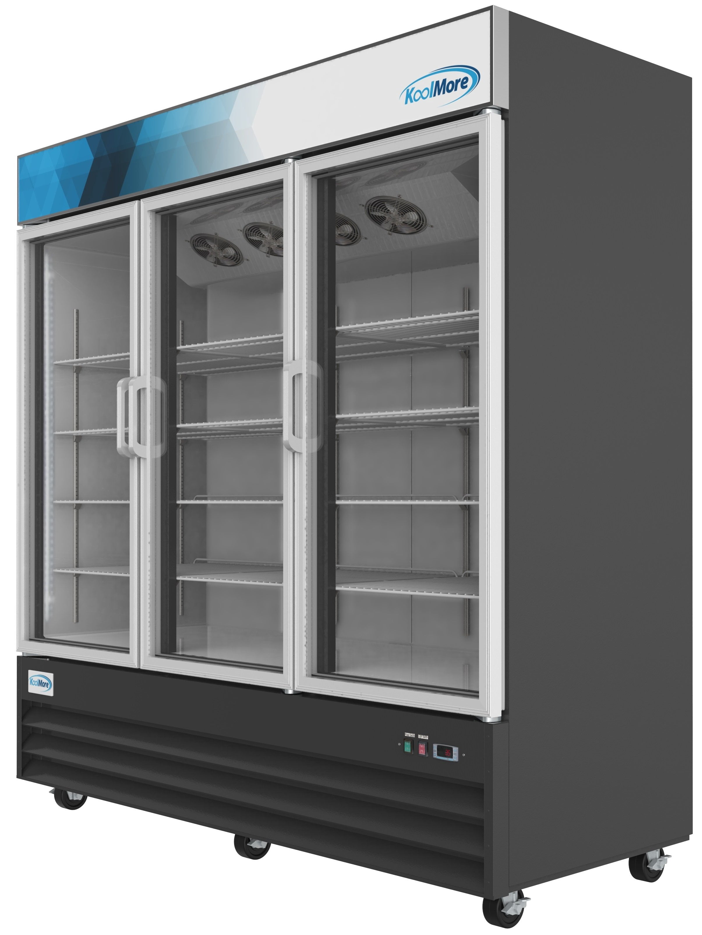 Koolmore 78 1/4" Commercial Glass 3 Door Display Refrigerator Merchandiser - Upright Beverage Cooler with LED Lighting - 53 Cu. Ft.