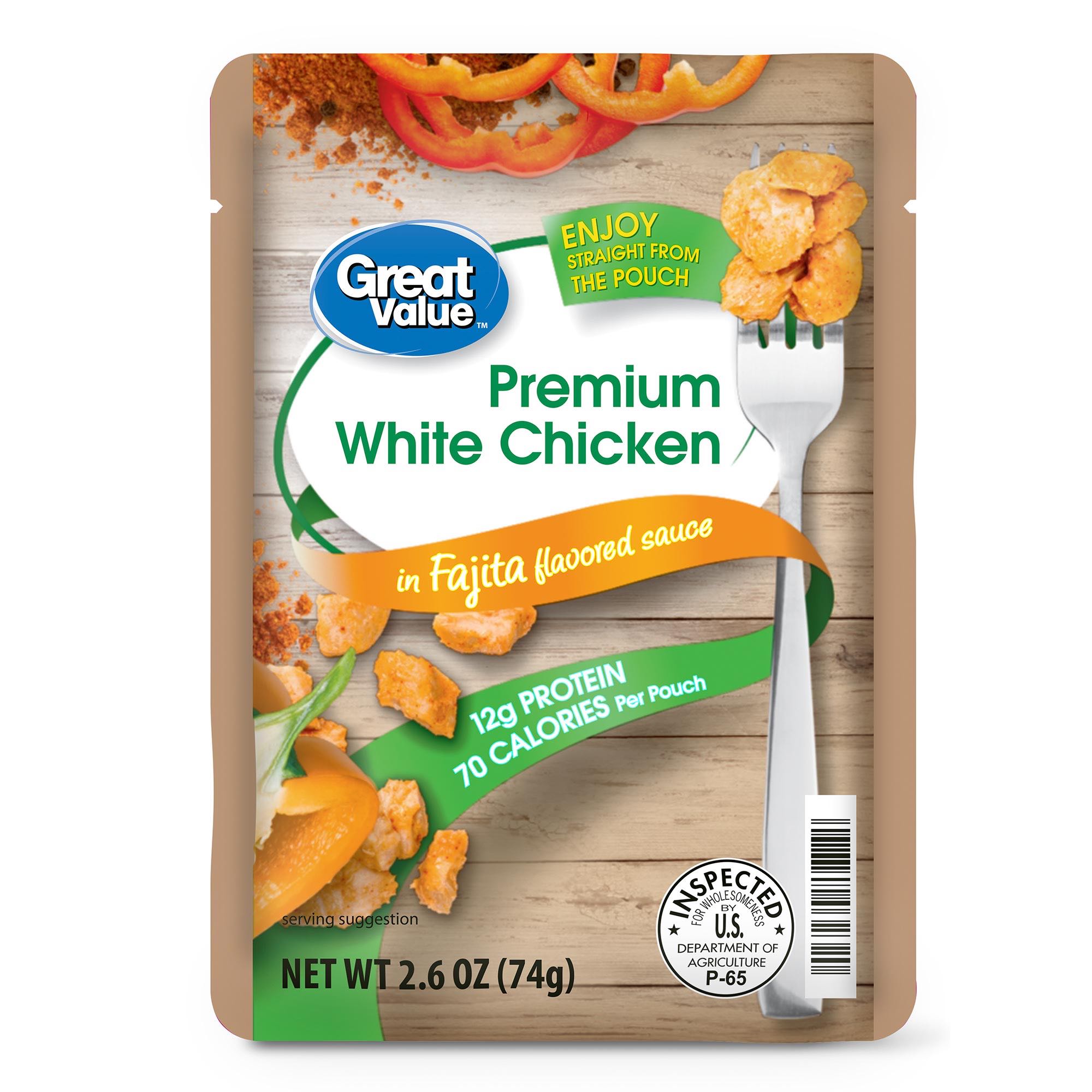 Great Value Premium White Chicken in Fajita Flavored Sauce, 2.6 oz