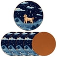 thumbnail image 2 of Shepherd Dog Set of 6 Round Microfiber Leather Coasters, 11x11 cm/4.3x4.3 in Drink Coasters for Home and Office, Heat, Stylish Table Mats, 2 of 6