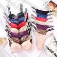 thumbnail image 2 of Ajustable Sujetador Conjunto De Diamantes De Imitación Ropa Interior Sexy Glitter Transpirable Push Up Mujeres Letra Impresión Lencería Vpangjing, 2 of 3
