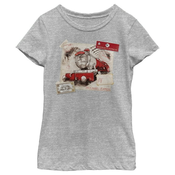 Girl's Harry Potter Hogwarts Express Postcard Graphic Tee Athletic Heather Small