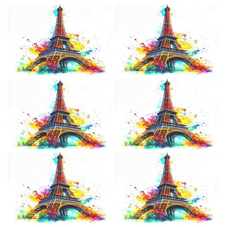 

Ryvnso Placemats Set of 6 Tower Oil Paint Dining Mats Heat-Resistant Non-Slip Washable Table Mat