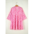 thumbnail image 4 of Ahlaray Wild Leopard Print, Comfortable Loose Fit - Bright Pink Long Sleeve Mini Dress, 4 of 8