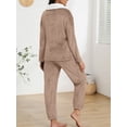 thumbnail image 4 of MINTREUS Women's Fluffy Pajamas Set Coral Fleece Pullover Pants Plush Sleepwear 2 Piece Pjs Set Warm Loungewear, 4 of 8