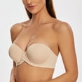 thumbnail image 3 of MELENECA Women's Stay Put Padded Cup with Lift Underwire Push Up Strapless Bras Beige 32C, 3 of 5