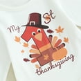 thumbnail image 5 of Okbabeha My First Thanksgiving Outfits Baby Boy Turkey Onesie Long Sleeve Romper+Turkey Pants Hat Newborn Infant Fall Clothes, 5 of 7