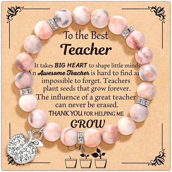 DESIGNICE Teacher Appreciation Gifts for Women,Teacher Gifts Natural Stone Bracelet with Message Card for Appreciation Week,Christmas,Valentines from Student