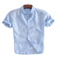 thumbnail image 1 of CHUANK Hommes Lin Manches Courtes Chemises d'Été Décontracté Robe en Vrac Soft Tops Tee M-3XL, 1 of 3