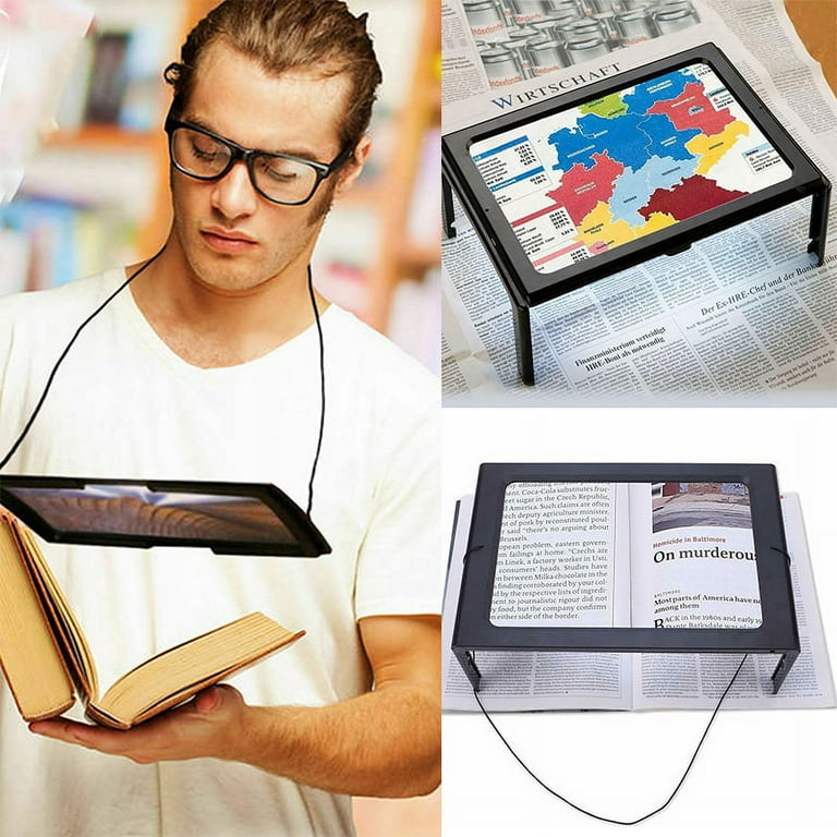 Large Magnifying Glass Hands Free With LED Light Magnifier Giant Reading  sewing