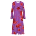 thumbnail image 4 of WFJCJPAF 2025 New Halloween Halloween Dresses for Women You Wear to Halloween Wedding,Ladies'and Winter Fashionable Round Neck Long Sleeved Halloween Printed Dress - Purple L, 4 of 5