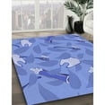 thumbnail image 3 of Ahgly Company Machine Washable Indoor Square Transitional Blue Ribbon Blue Area Rugs, 7' Square, 3 of 7