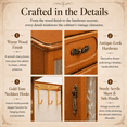 thumbnail image 4 of Stufurhome Wooden Jewelry Box with Mirror, 12 Hooks and Velvet Lining for Women - Brown, 4 of 11