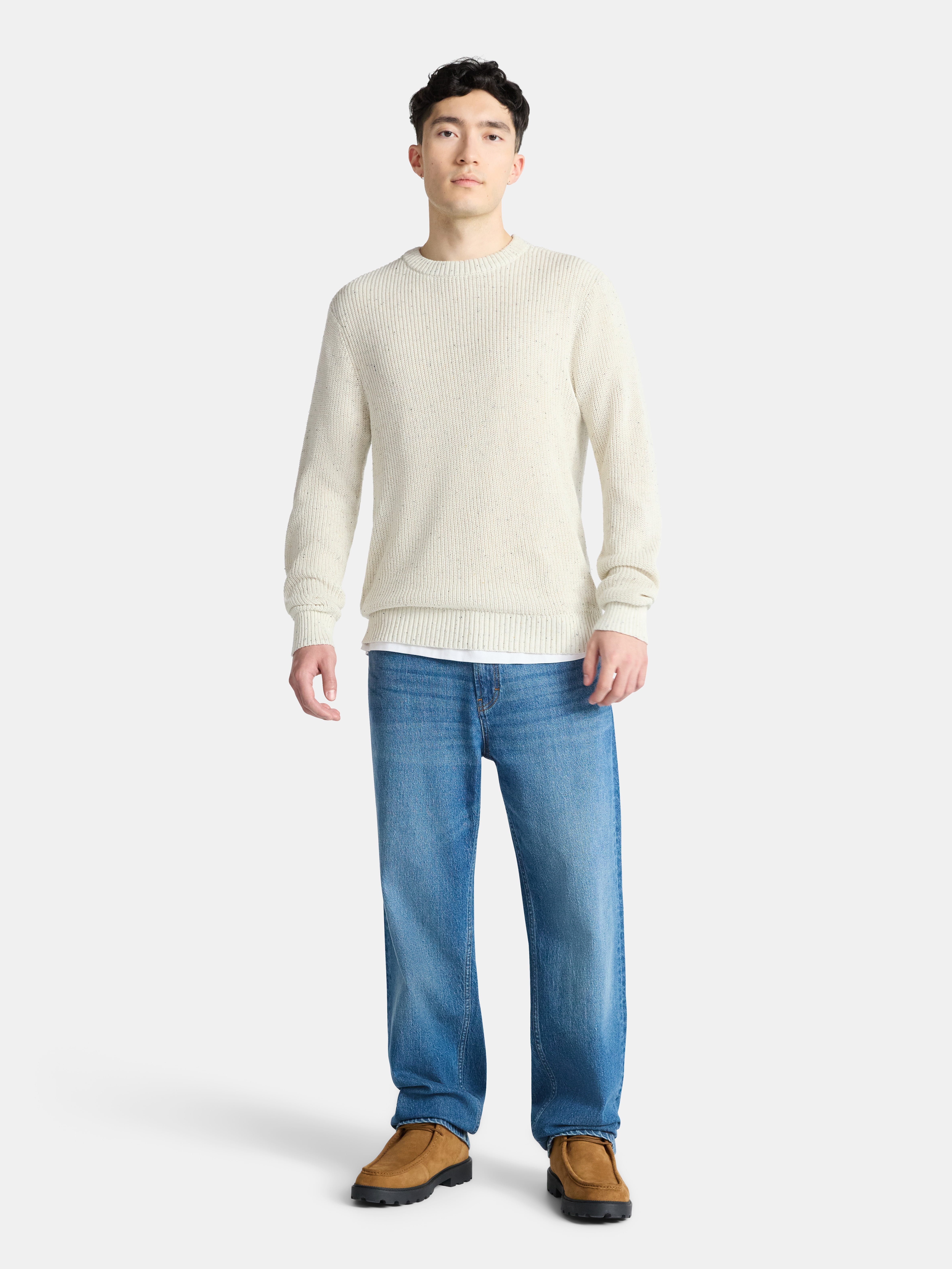 No Boundaries  Souffle Yarn Confetti Sweater with Long Sleeves, Men's Sizes XS-3XL