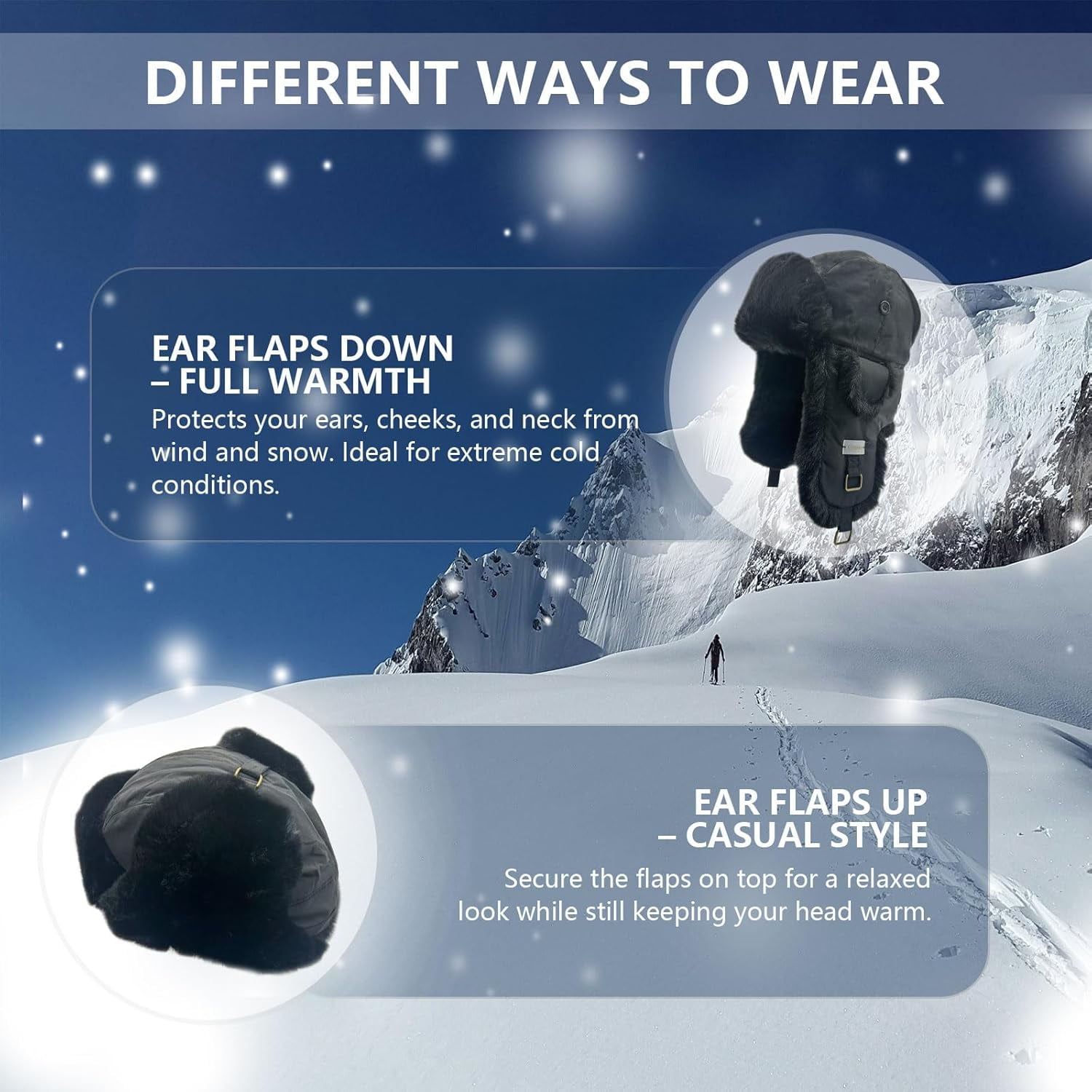 Winter Trapper Hat for Men and Women,Russian Ushanka Aviator Warm Cold Proof Ski Hunting Cycling Winter Hats
