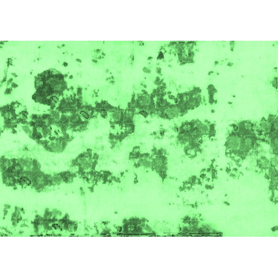 Ahgly Company Indoor Rectangle Abstract Emerald Green Modern Area Rugs, 2' x 4'